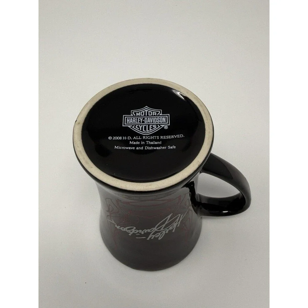 Harley-Davidson Black Ceramic Coffee Mug Bar & Shield Logo 2008 Thailand